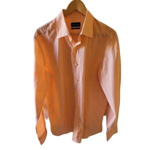 Mossimo Dutti Fine Pin Orange and White  Stripe Men's Button Up Shirt Slim Fit